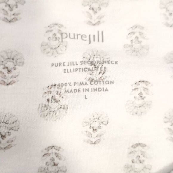 Pure Jill Black Scoop Neck Elliptical Tee Pima Cotton Top Women’s Size L - Picture 5 of 7